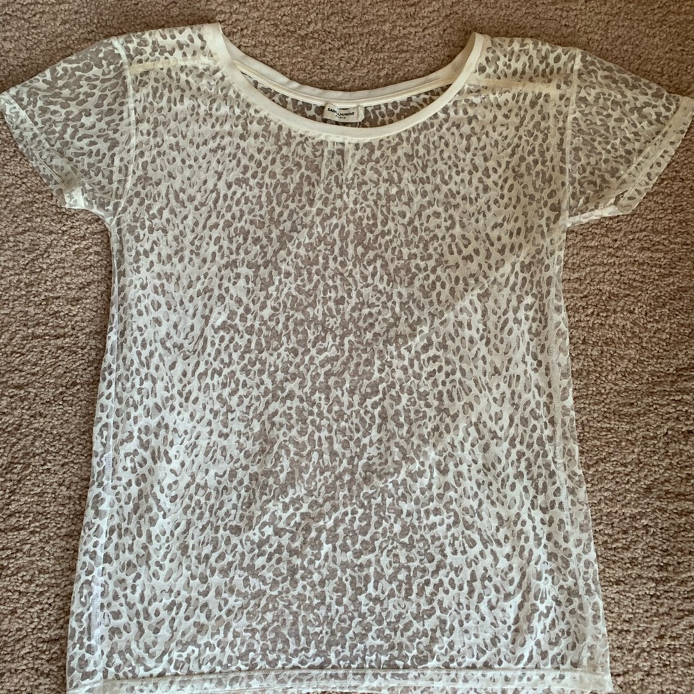 Saint Laurent sheer white tee